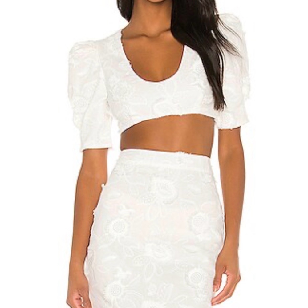 Camila Coelho Elegant White Floral Pencil Skirt